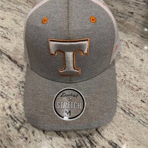 Tennessee Volunteers Baseball Hat Cap Fitted Stretch Size Medium Gray White NCAA